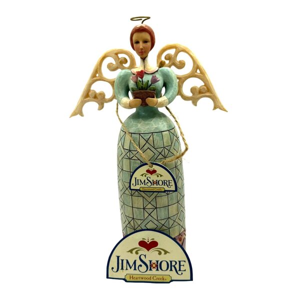 Jim Shore Heartwood Creek Friendship Angel Figurine Scroll Wings Tulips 4014037 - Picture 3 of 11